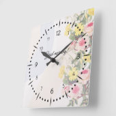 Romantic cottage flowers wallpaper スクエア壁時計 (傾斜)