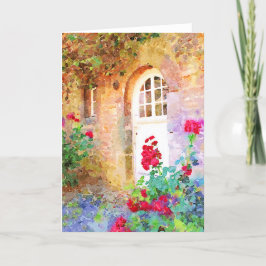 Romantic cottage garden aquarel カード