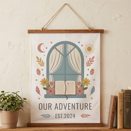 Romantic Cottage Window Flowers Art Print 吊り下げ型タペストリー