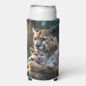 Romantic Cougar Father and Cub Mug – Wildlife Love スリム缶クーラー (Seltzer正面)