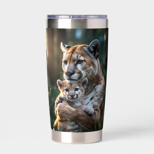 Romantic Cougar Father and Cub Mug – Wildlife Love 保温保冷タンブラー (背面)