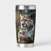 Romantic Cougar Father and Cub Mug – Wildlife Love 保温保冷タンブラー (正面)