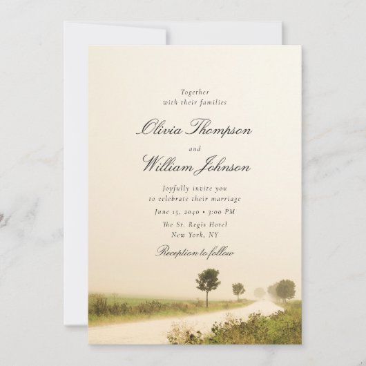Romantic Countryside Landscape Wedding Invitation 招待状 (正面)