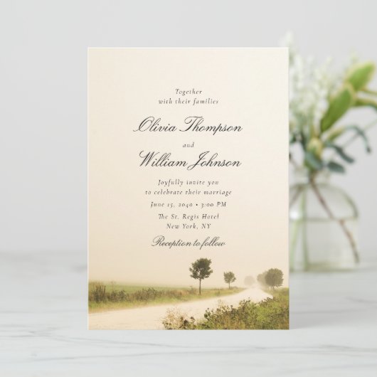 Romantic Countryside Landscape Wedding Invitation 招待状 (スタンド正面)