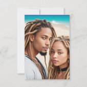 Romantic Couple Beach Digital Art Poster 招待状 (正面)