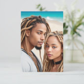 Romantic Couple Beach Digital Art Poster 招待状 (スタンド正面)