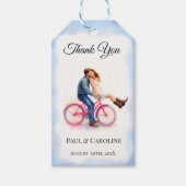 Romantic Couple Bicycle Wedding Thank You  ギフトタグ (正面)