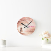 Romantic Couple Clock – Custom Text Wall Art ラウンド壁時計 (ホーム)