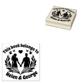 Romantic Couple Custom Ex Libris Stamp with Birds ラバースタンプ (押印)