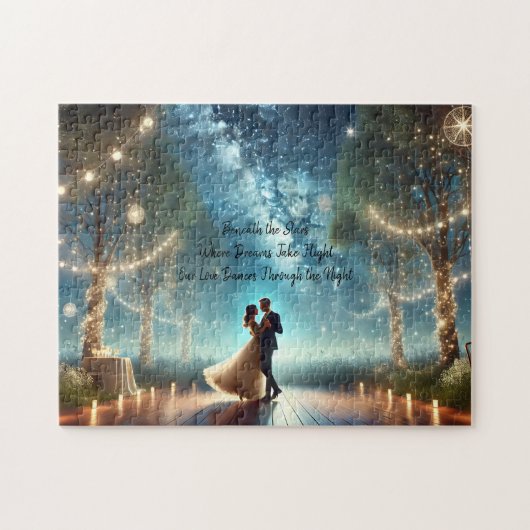Romantic Couple Dancing Under Stars Wedding Gift ジグソーパズル (横)