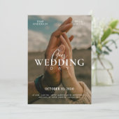 Romantic couple hands photo wedding 招待状 (スタンド正面)