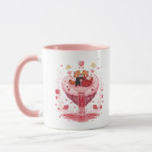 Romantic Couple Heart Illustration Two-Tone Coffee マグカップ (左)