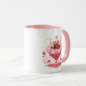 Romantic Couple Heart Illustration Two-Tone Coffee マグカップ (正面右)