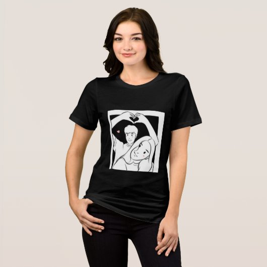 Romantic Couple Illustration T-Shirt – Cute Love  トライブレンドＴシャツ (正面全面)