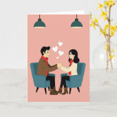 Romantic Couple Love Hearts Card カード (黄色い花)