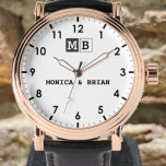 Romantic Couple name beautiful  Monogram 腕時計<br><div class="desc">Romantic Couple watches have a beautiful appearance, romantic representative, time is a symbol of witnessing love, is the perfect gift for Valentine's Day, Christmas, etc. Let watches together with your sweet romantic time with your lover! 💖Men's and Women's Automatic Watches💖. Self-winding and manual winding, continuously provide sufficient power to the...</div>