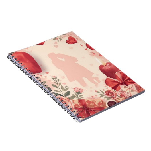 Romantic Couple Notebook Valentine Gift with Ros ノートブック (右側)