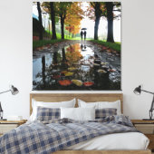Romantic Couple Rain Stretched Canvas Wall Art キャンバスプリント (インサイチュ (寝室))