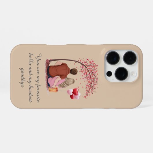 Romantic Couple Silhouette "Favorite Hello" Quote  iPhoneケース (裏面横)