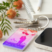 Romantic Couple Silhouette Love Art Personalised キーホルダー (正面右)
