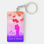 Romantic Couple Silhouette Love Art Personalised キーホルダー (裏面)