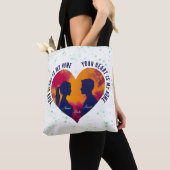 Romantic Couple Silhouette Sunset Heart Tote Bag トートバッグ (クローズアップ)