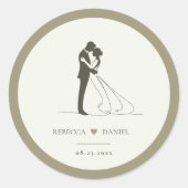 Romantic Couple Silhouette Wedding Sticker Seal ラウンドシール (正面)