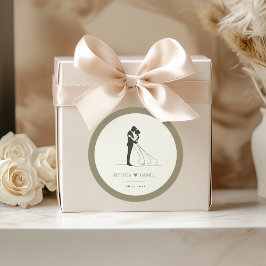 Romantic Couple Silhouette Wedding Sticker Seal ラウンドシール