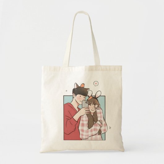 Romantic Couple Tote Bag Elegant Love Gift for Him トートバッグ (正面)