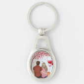 Romantic Couple Under Heart Tree Custom Keychain キーホルダー (正面)