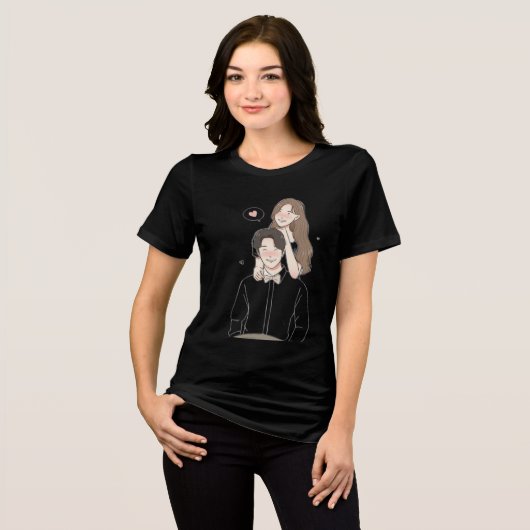 Romantic Couple Women’s T-Shirt – Cute Love Gift トライブレンドＴシャツ (正面全面)