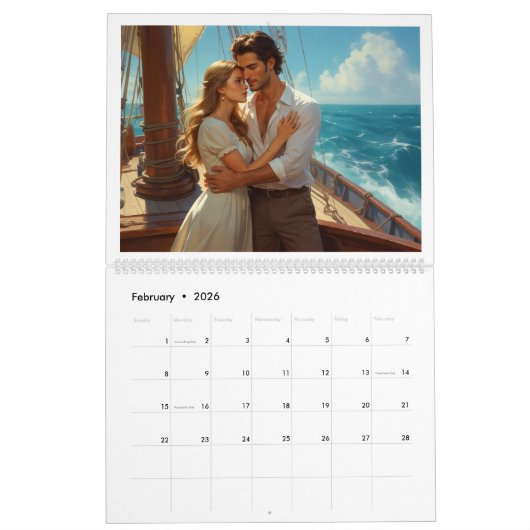 Romantic Couples 2026 Calendar 00B カレンダー (2月 2026)