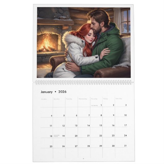 Romantic Couples 2026 Calendar 00B カレンダー (1月 2026)