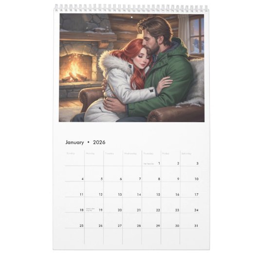 Romantic Couples Calendar 2026 01B カレンダー (1月 2026)