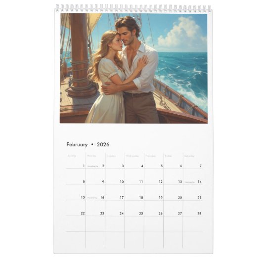 Romantic Couples Calendar 2026 02B カレンダー (2月 2026)