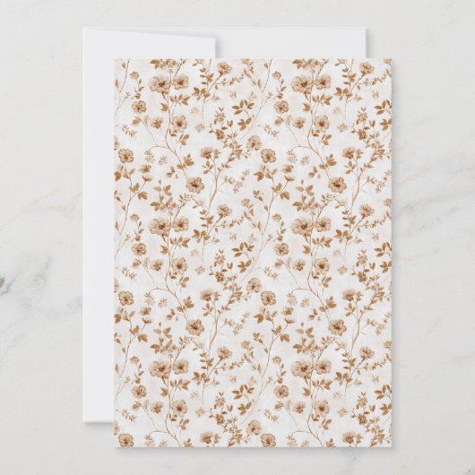 Romantic Cream Brown Floral Wedding 招待状 (裏面)