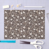 Romantic Cream Brown Hearts Bridal Shower 薄葉紙 (クラフト)