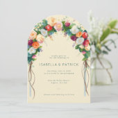 Romantic Cream Floral Arch Watercolor 招待状 (スタンド正面)