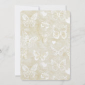 Romantic Cream Ivory Butterflies Hearts Wedding 招待状 (裏面)