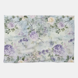 Romantic Cream purple flowers   キッチンタオル