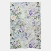 Romantic Cream purple flowers キッチンタオル (縦)