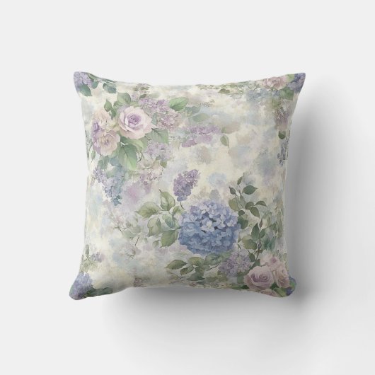 Romantic Cream purple flowers   クッション (裏面)