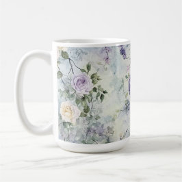 Romantic Cream purple flowers   コーヒーマグカップ