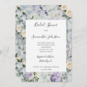 Romantic Cream purple flowers Bridal Shower 招待状 (正面/裏面)