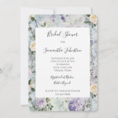 Romantic Cream purple flowers Bridal Shower 招待状 (正面)