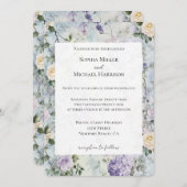 Romantic Cream purple flowers Wedding 招待状 (正面/裏面)