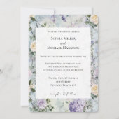 Romantic Cream purple flowers Wedding 招待状 (正面)