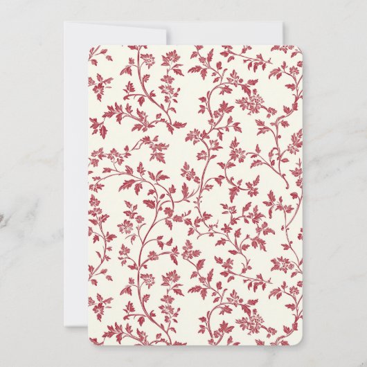 Romantic Cream Red Leaves Bridal Shower 招待状 (裏面)