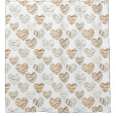 Romantic Cream White Hearts シャワーカーテン (正面)