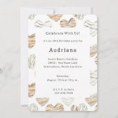 Romantic Cream White Hearts Birthday 招待状 (正面)